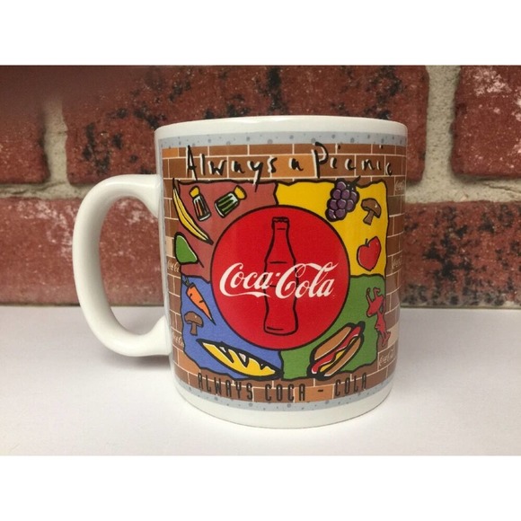 Coca Cola Coffee Mug Always a Picnic Bon Appetite 1995 Enesco Coke Collectible - Picture 1 of 6